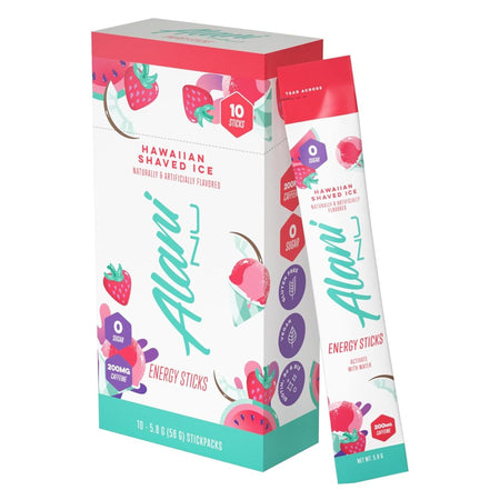 Alani Hawaiian Shaved Ice Energy Drink Naturally & Artificially Flavored To Support Activity and Focus Without Feeling Tired or Suddenly Collapsing10 Sticks.