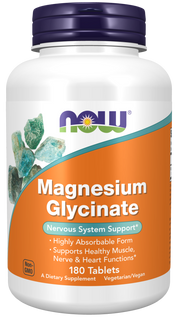 Nowfoods Magnesium Glycinate, Support Muscles and Nervous System& decrease Stress 180 Tablets