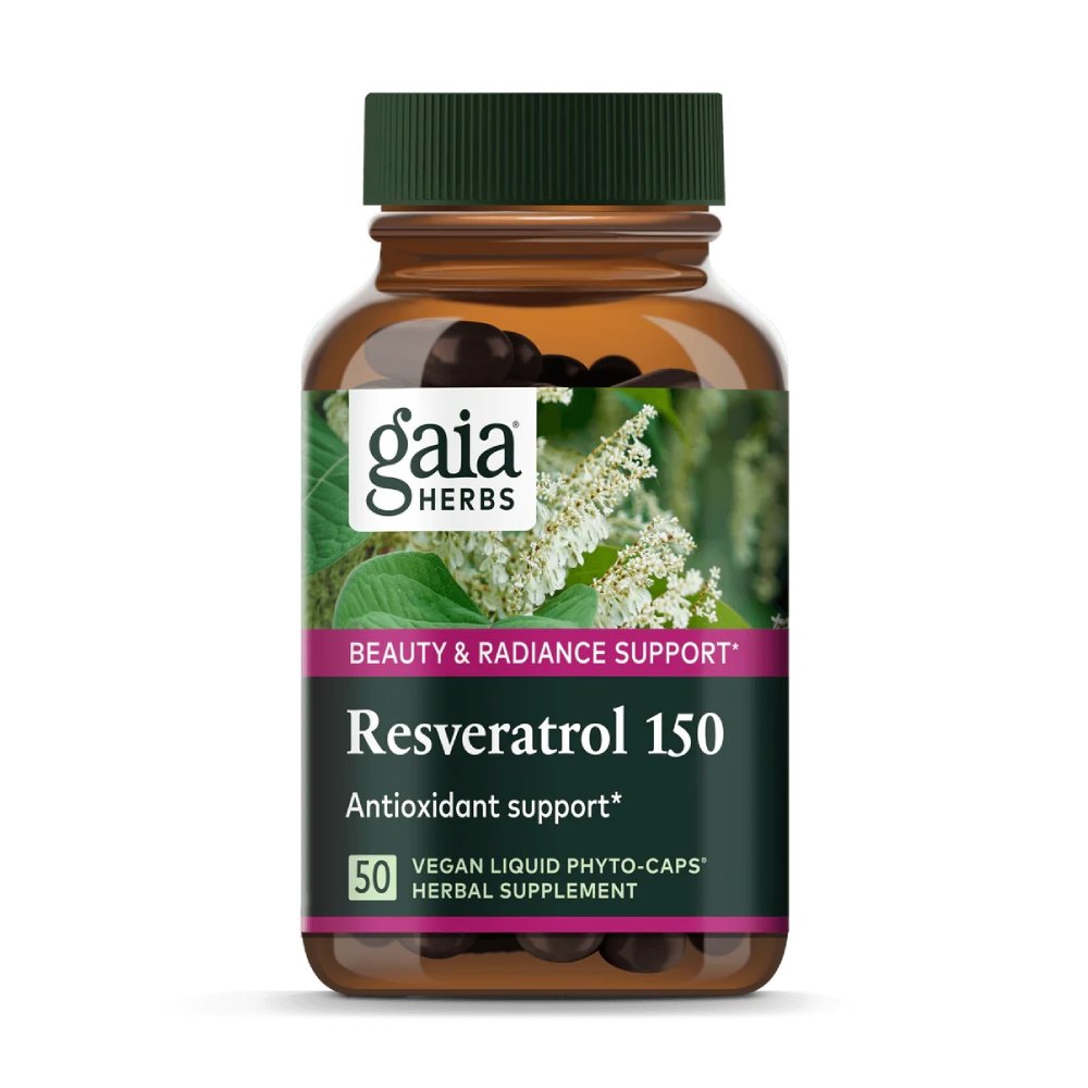 Gaia Herbs Resveratrol 150, Beauty & Radiance Antioxidant Supports Hair, Skin & Nails 50 Liquid Phyto-Capsules