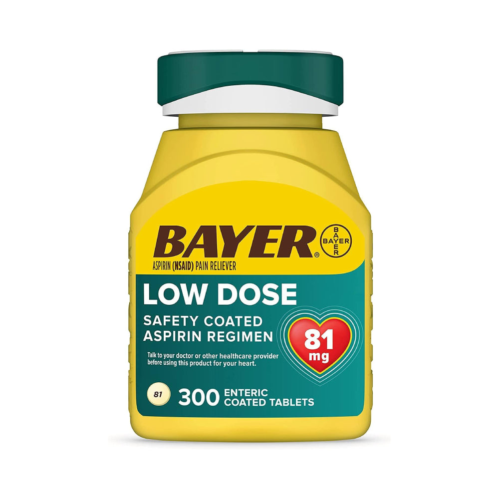 Bayer Aspirin Regimen, Low Dose, Pain Reliever, Help Reduce the Risk of Heart attack, 81mg 300 Enteric Coated Tablets