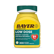 Bayer Aspirin Regimen, Low Dose, Pain Reliever, Help Reduce the Risk of Heart attack, 81mg 300 Enteric Coated Tablets