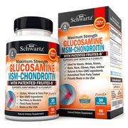 BioSchwartz Glucosamine with MSM & Chondroitin with Fruitex-B, Boswellia Extract and Curcumin Supports Cartilage health & Joint flexibility 90 capsules