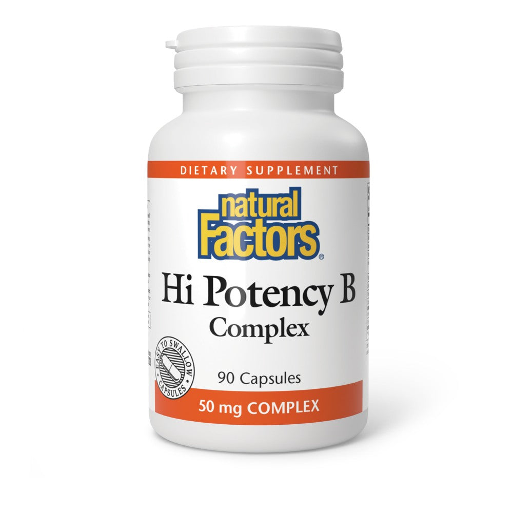 Natural Factors Hi Potency B Complex, Support for Energy & Normal Nerve Function, 90 Capsules