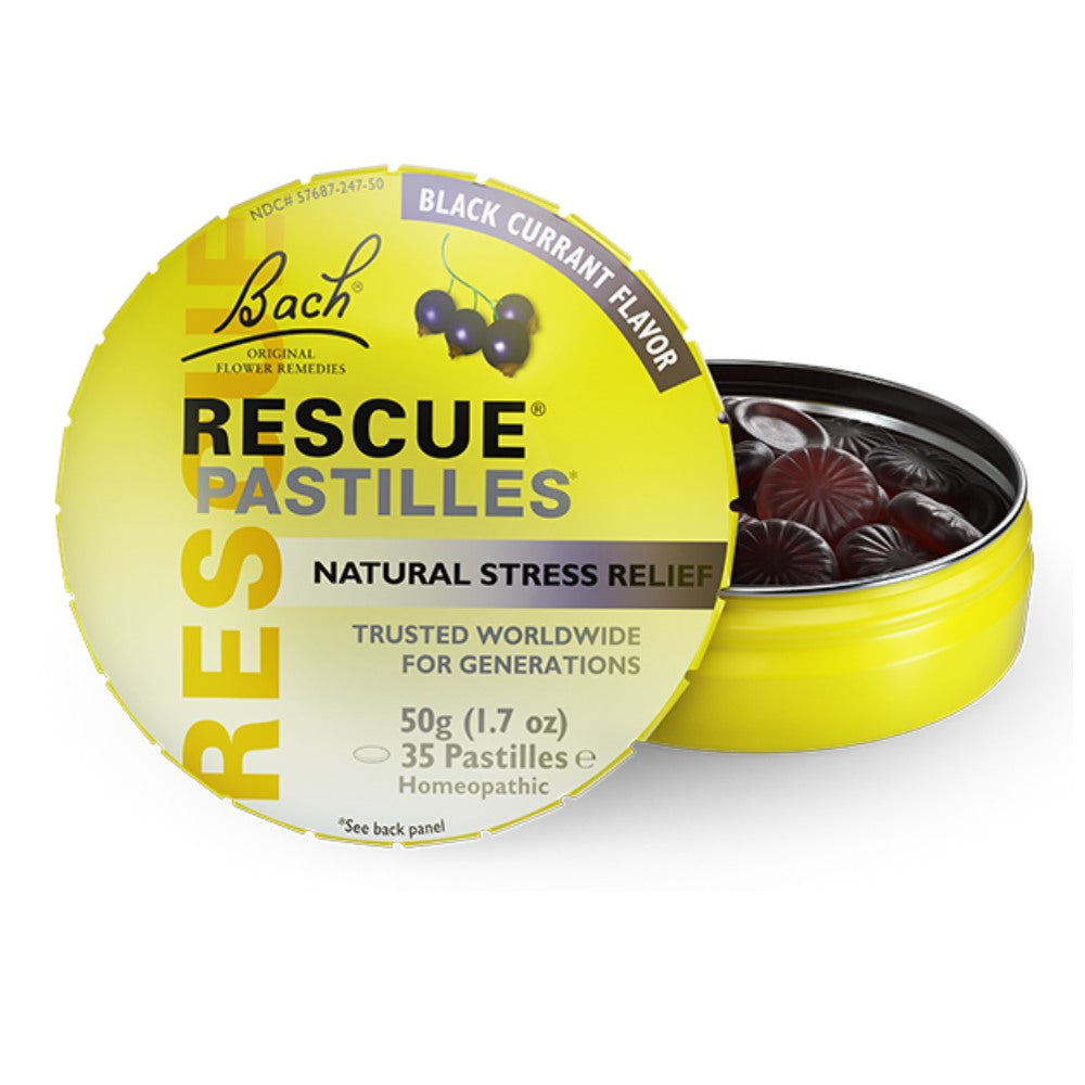Bach RESCUE PASTILLES, Black Currant Flavor, Natural Stress Relief 50gm ...