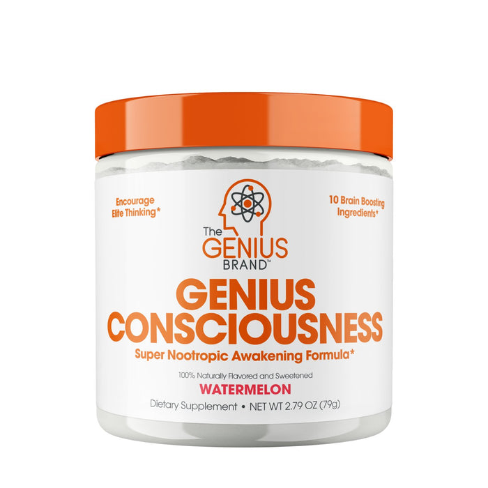 The Genius Brand - Genius Consciousness, Super Nootropic Brain Supplement Powder, Watermelon Flavor, Boost Focus, Cognitive Function, Concentration & Memory Booster, 80 g