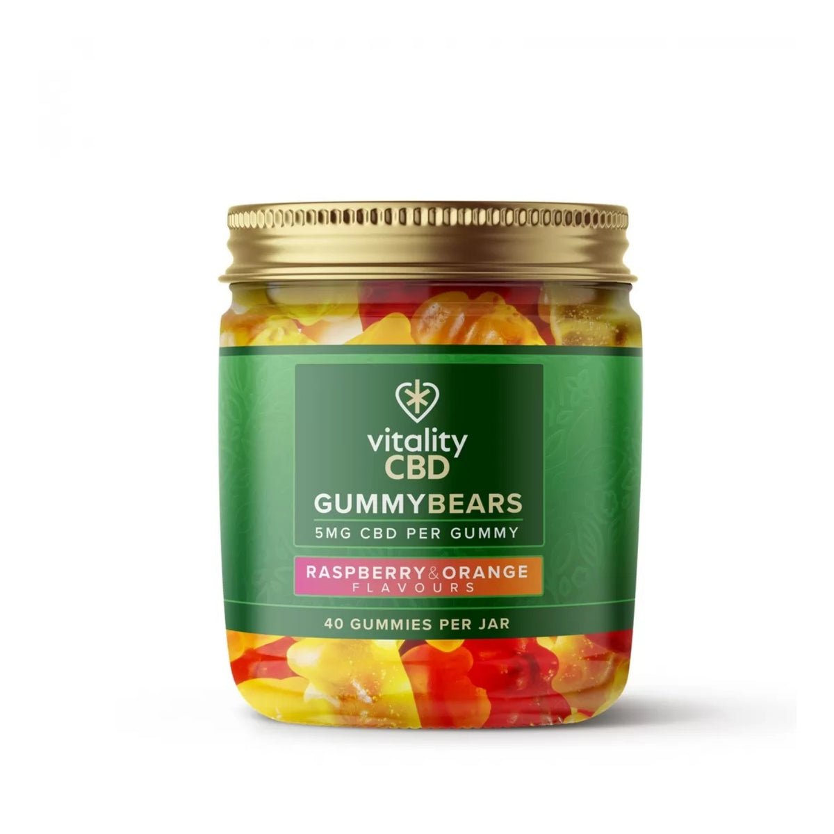 Vitality - CBD, Gummy Bears, Help Promote Relaxation, Sleep and Reducing Anxiety, Raspberry and Orange Flavor, 40 Gummies