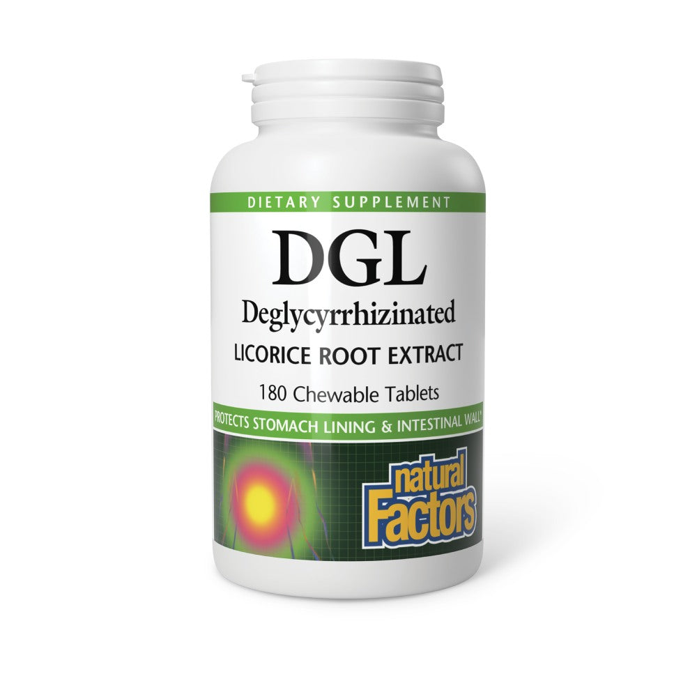 Natural Factors DGL Deglycyrrhizinated, Licorice Root Extract for Healthy Digest, 180 Chewable Tablets