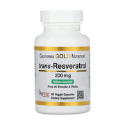 California Gold Nutrition Trans Resveratrol 200mg Supports Healthy Cardiovascular Function, Hair, Skin & Nails 60 Veggie Capsules