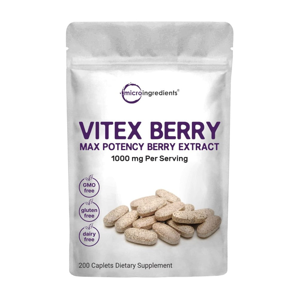 Microingredients Vitex Berry, 1000mg Per Serving, Hormone Balance Support for Women, 200 Caplet