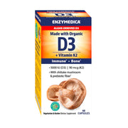Enzymedica Vegan Vitamin D3 + K2, 5000 IU & 90 mcg, Immune, Bone & Digestive Support 60 Capsules