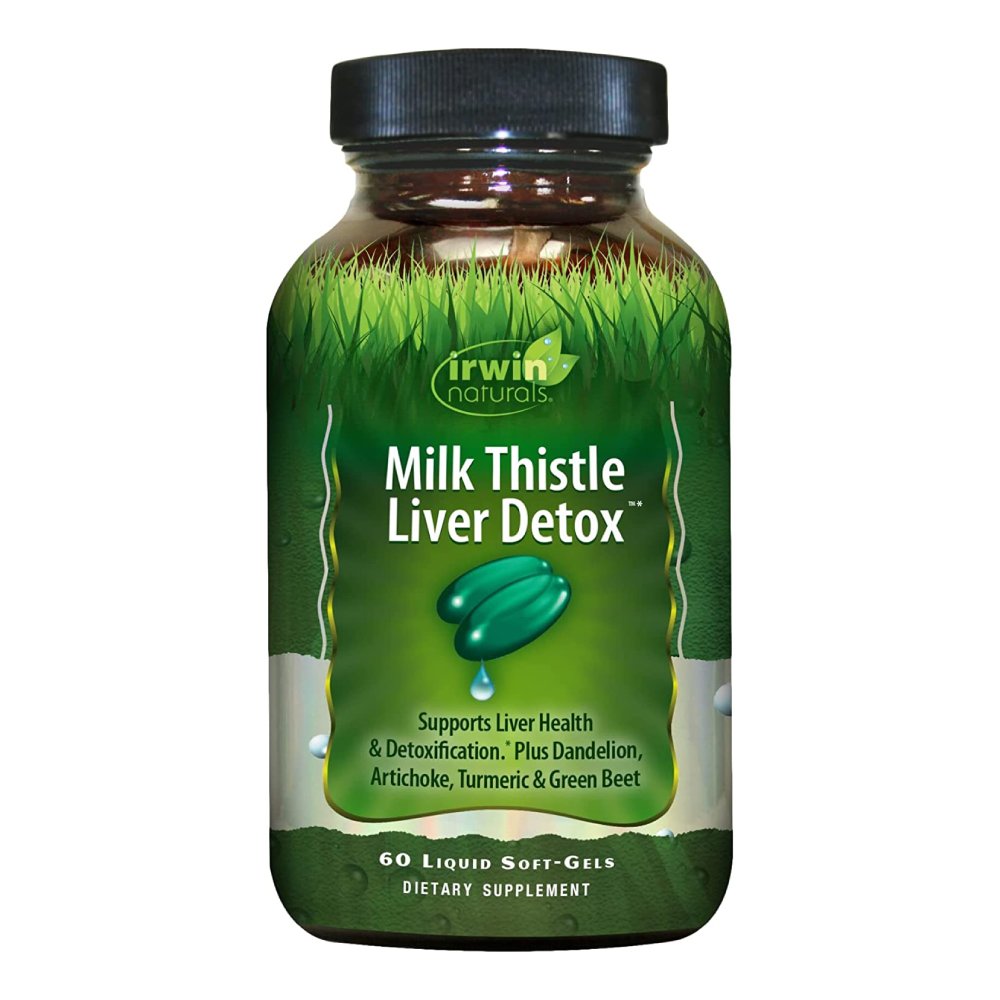 Irwin Naturals Milk Thistle Liver Detox with Dandelion, Artichoke, Turmeric & Green Beet Root, Support Liver Health, 60 Liquid Softgels