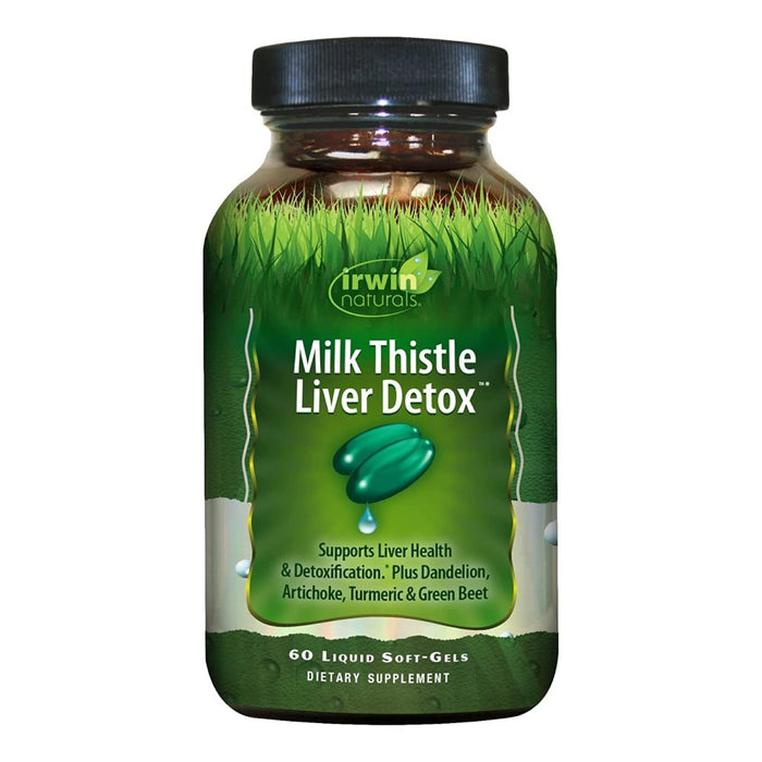 Irwin Naturals Milk Thistle Liver Detox with Dandelion, Artichoke, Turmeric & Green Beet Root, Support Liver Health, 60 Liquid Softgels Default Size