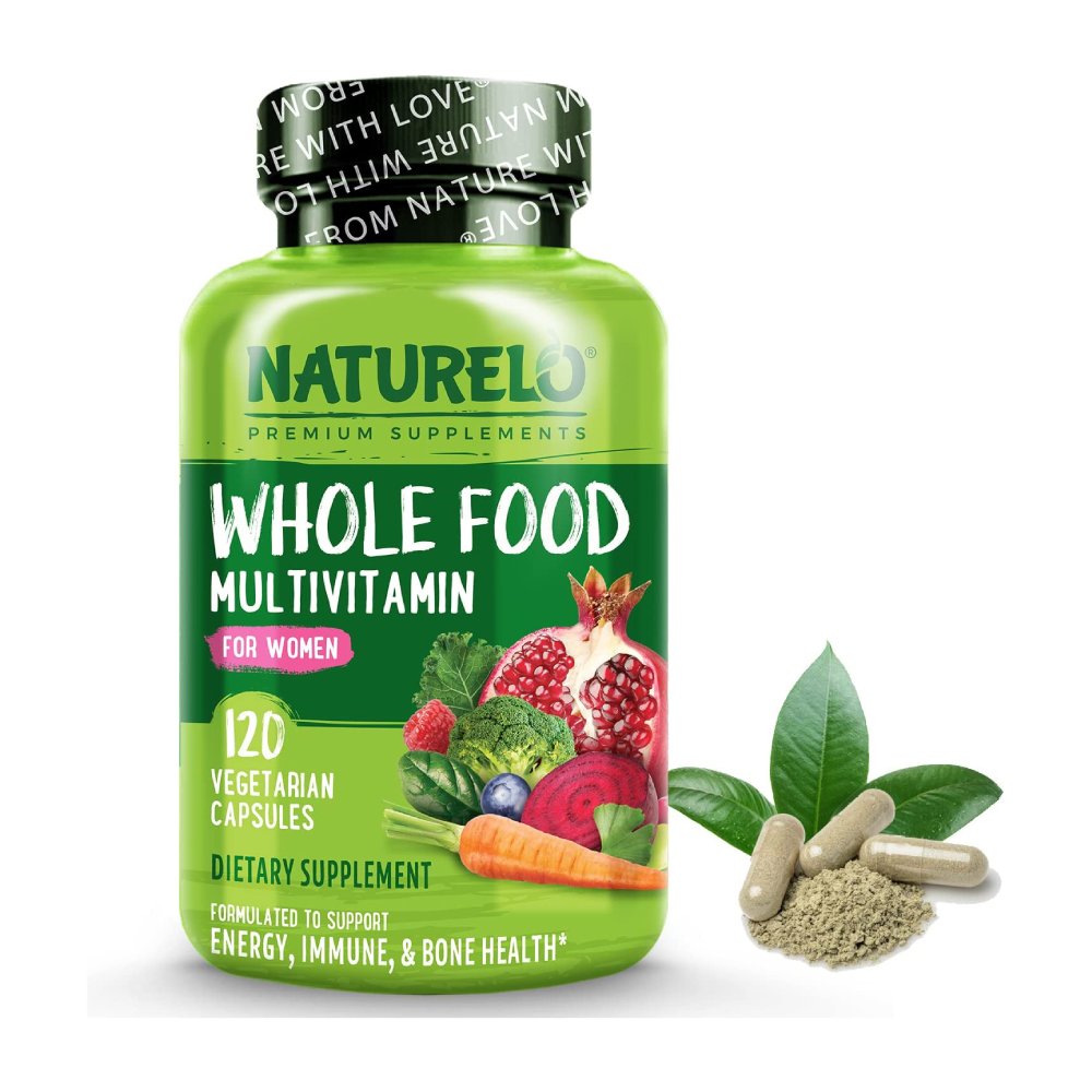 NATURELO Whole Food Multivitamin for Women, with Vitamins, Minerals, & Organic Extracts, Supplement for Energy and Heart Health, 120 Vegetarian Capsules