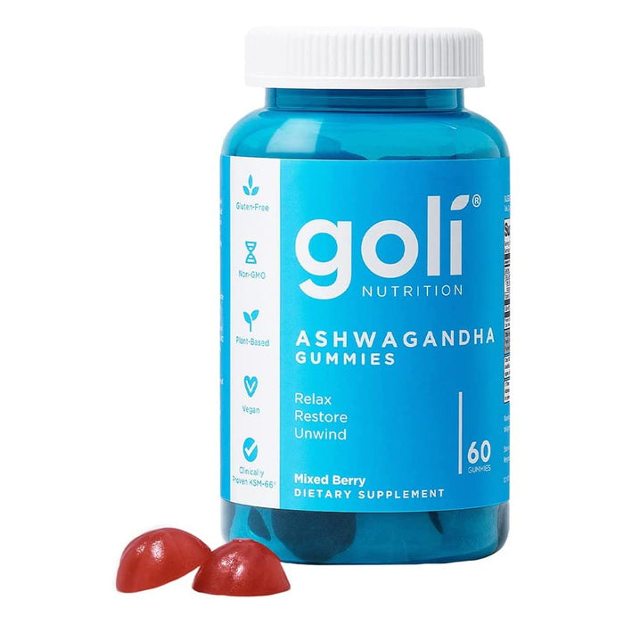 Goli Nutrition Ashwagandha Gummy, Mixed Berry, Reduce Stress and Promote Calmness, 60 Gummies