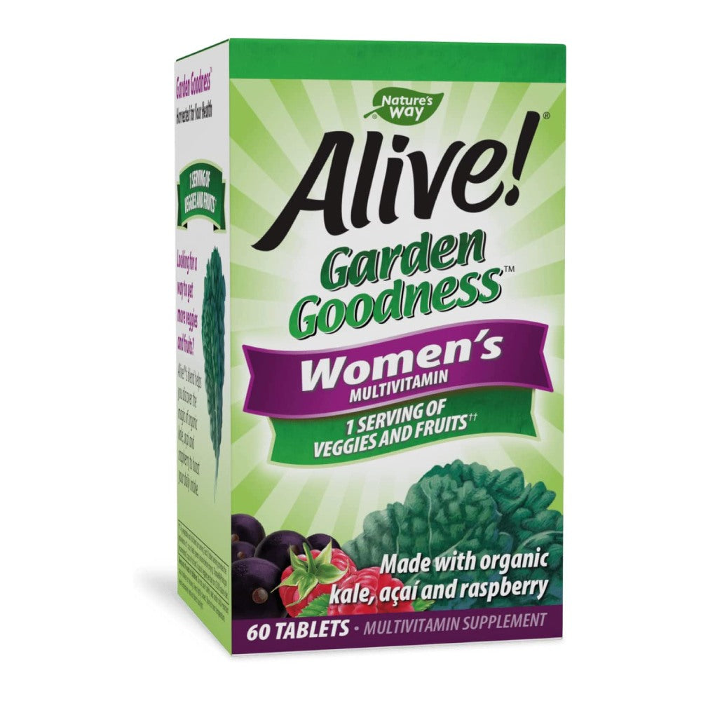 Nature’s Way Alive! Garden Goodness Multivitamin for Women, Support Heart Health and Bone Health, 60 Tablets
