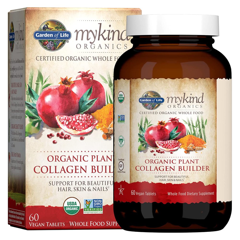 Garden of Life MyKind Organics, Organic Plant Collagen Builder, Collagen Beauty Booster & Biotin for Hair, Skin, Nails and Joint Support , 60 Tablets