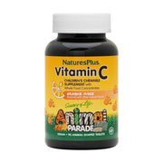 NaturesPlus Animal Parade Vitamin C, Children’s Chewable – Natural Orange Juice Flavor, 90 Animal-Shaped Tablets