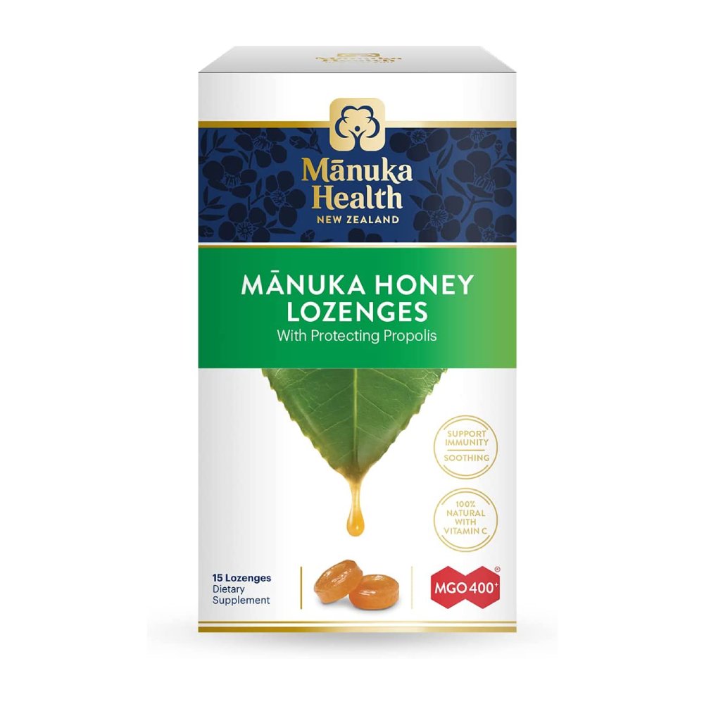 Manuka Health MGO 400+ Manuka Honey Lozenges with Propolis, 100% Natural with Vitamin C, 15 lozenges
