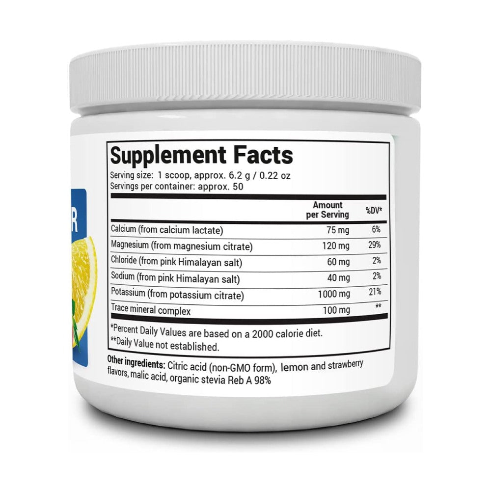 Dr Berg Electrolytes Powder Strawberry & Lemonade Flavor Supports Body Hydration, Muscle Function & Energy 313g