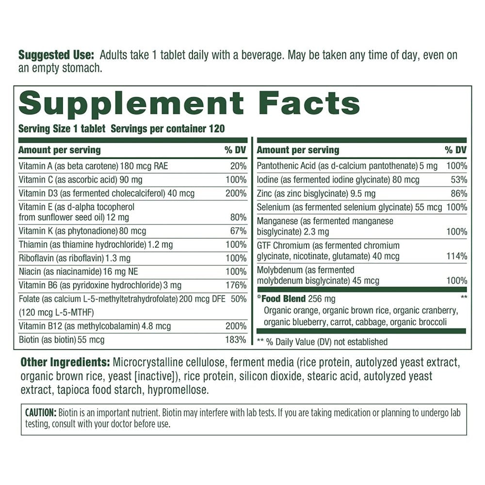 MegaFood Women’s 55+ One Daily, Multivitamin with B, C & D vitamins, Folate, Biotin, 120 Tabs