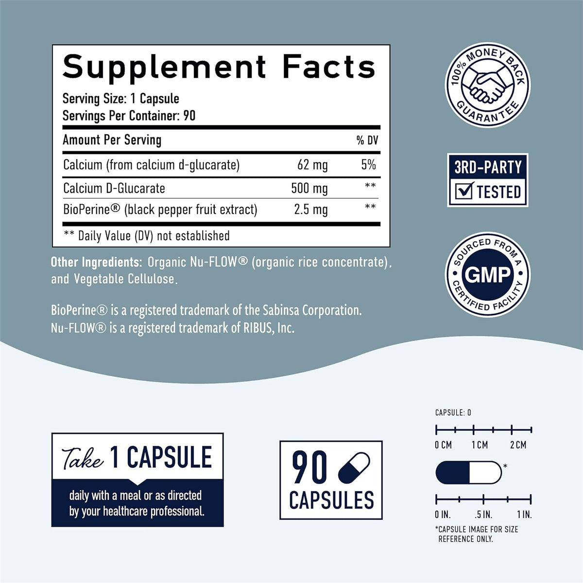 SM Nutrition - Calcium D-Glucarate, 500mg, for Liver Detox & Cleanse, Metabolism, Hormone Balance, 90 Capsules