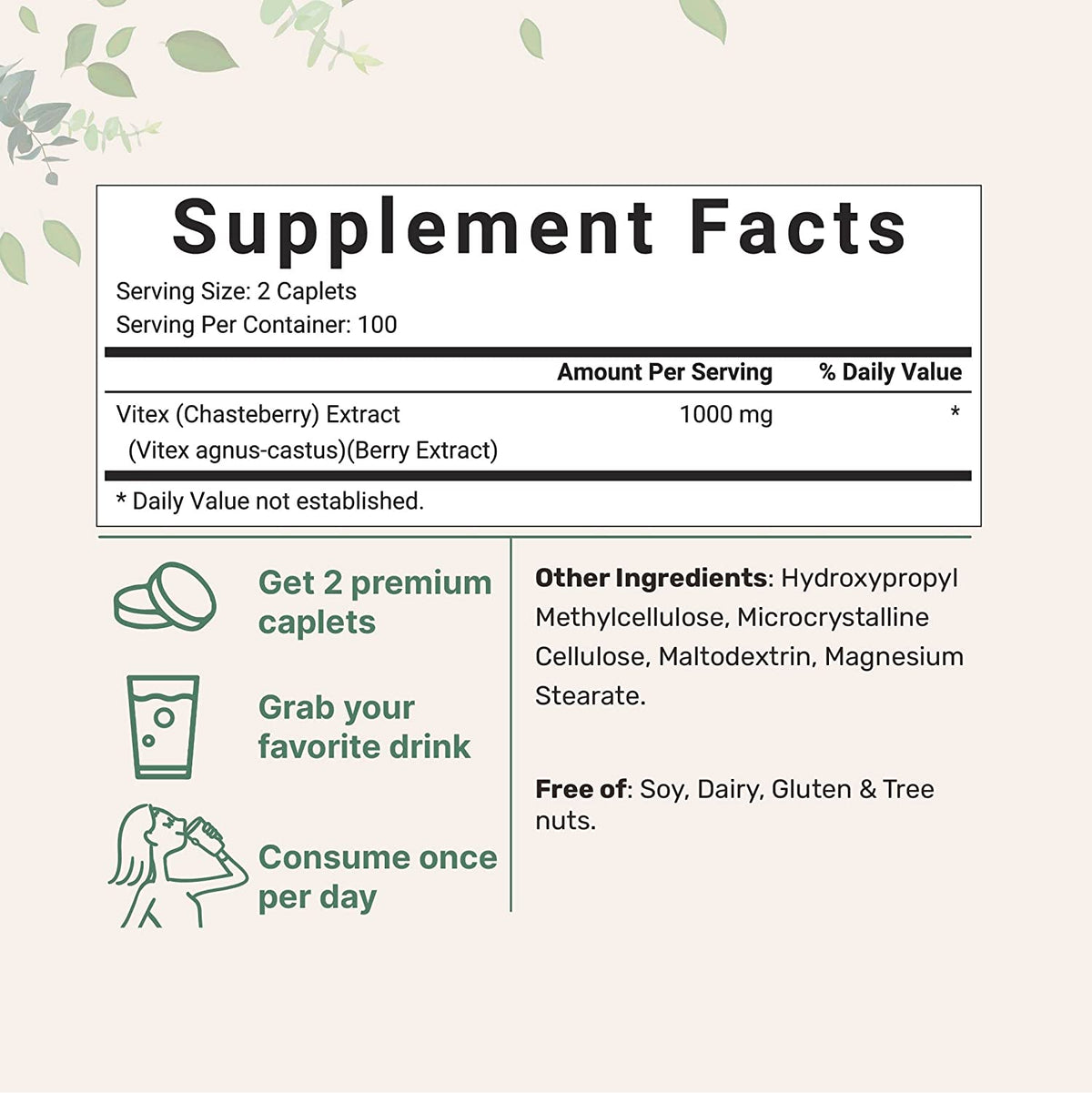 Microingredients Vitex Berry, 1000mg Per Serving, Hormone Balance Support for Women, 200 Caplet
