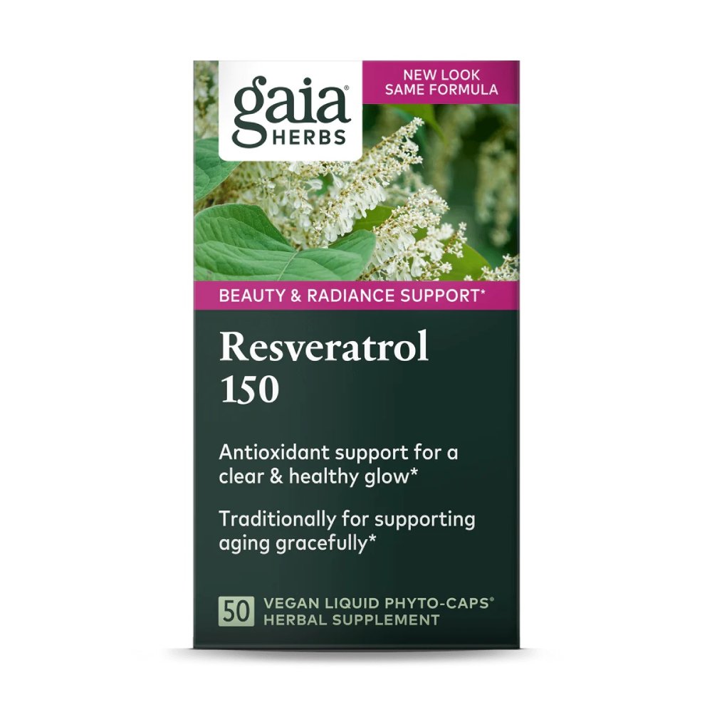 Gaia Herbs Resveratrol 150, Beauty & Radiance Antioxidant Supports Hair, Skin & Nails 50 Liquid Phyto-Capsules