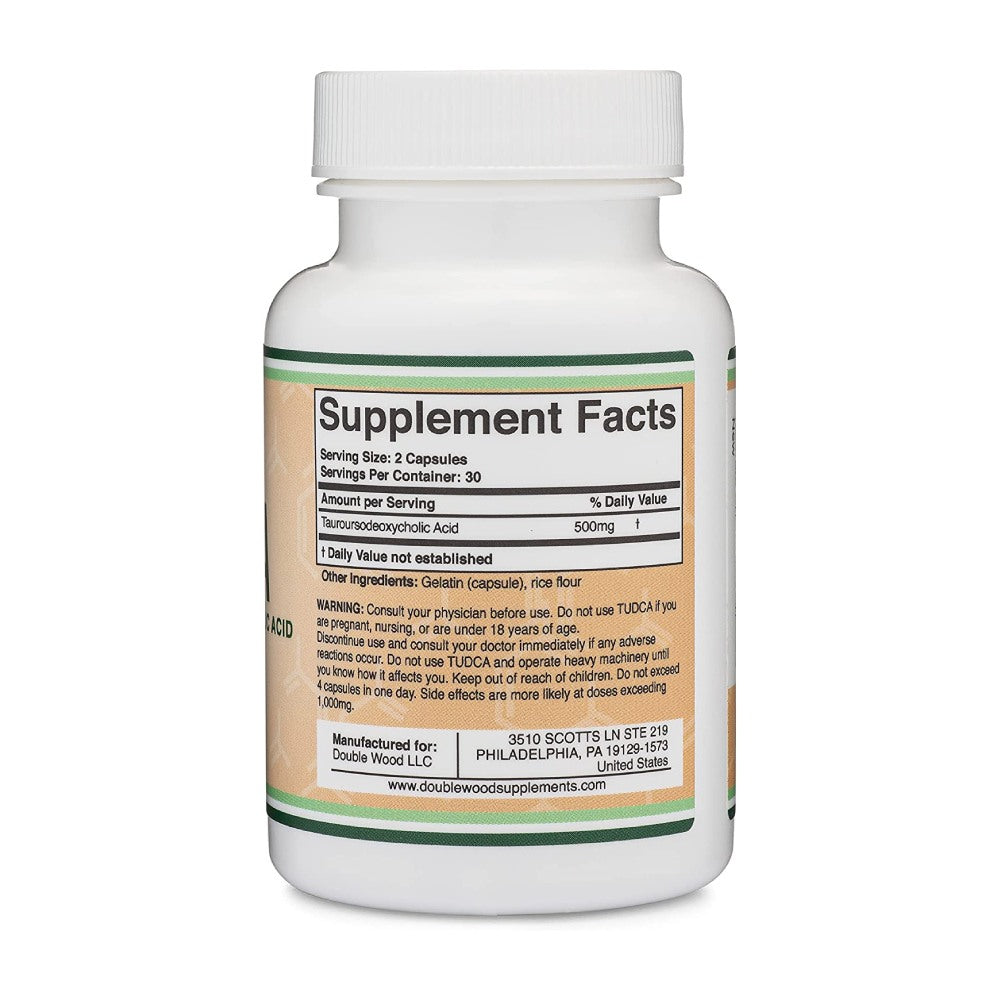 Double Wood TUDCA 500mg Supplement Supports Liver Health & Gallbladder Cleanse 60 Capsules