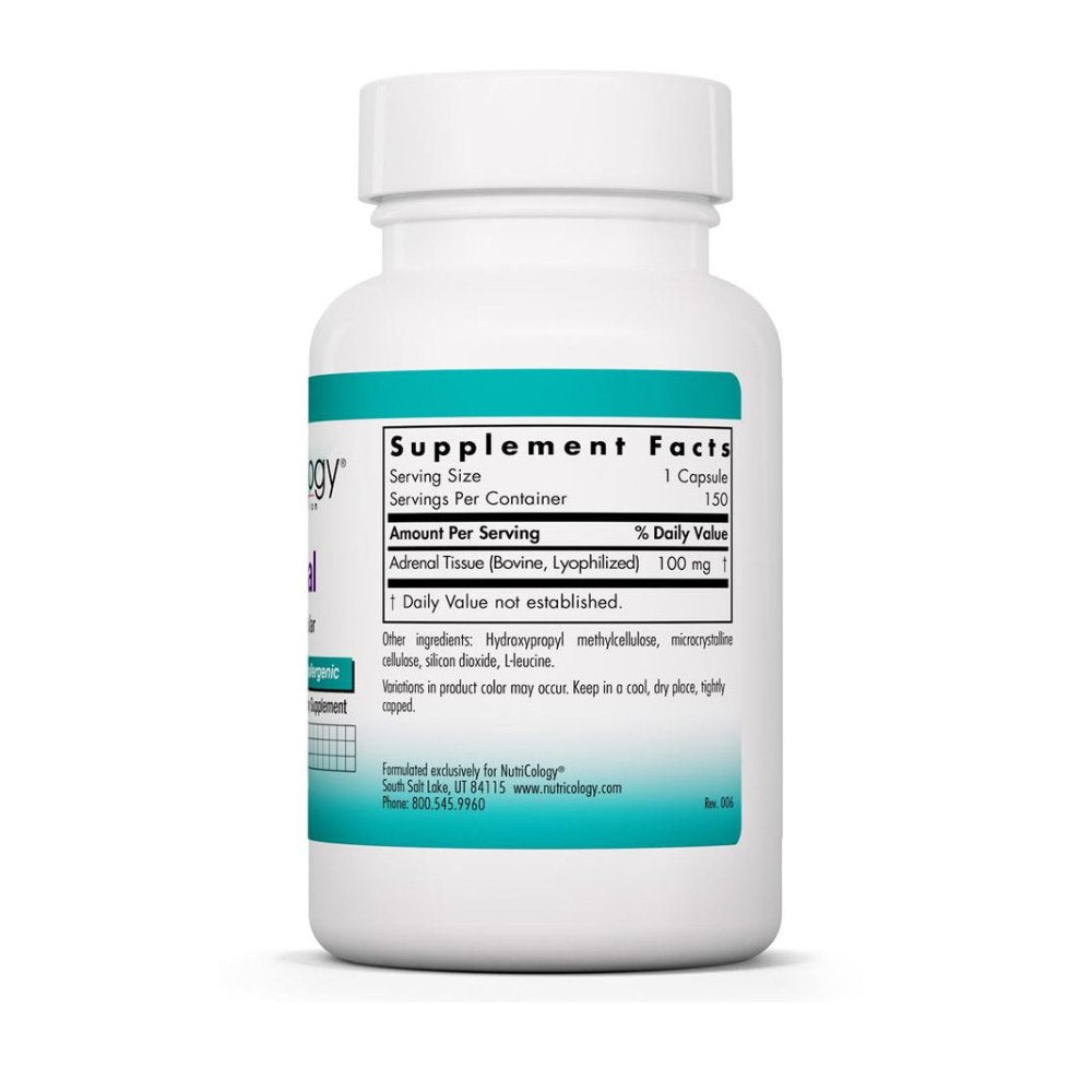 Nutricology Adrenal , Natural Glandular – Stress, Energy & Adrenal Support 150 Veg caps