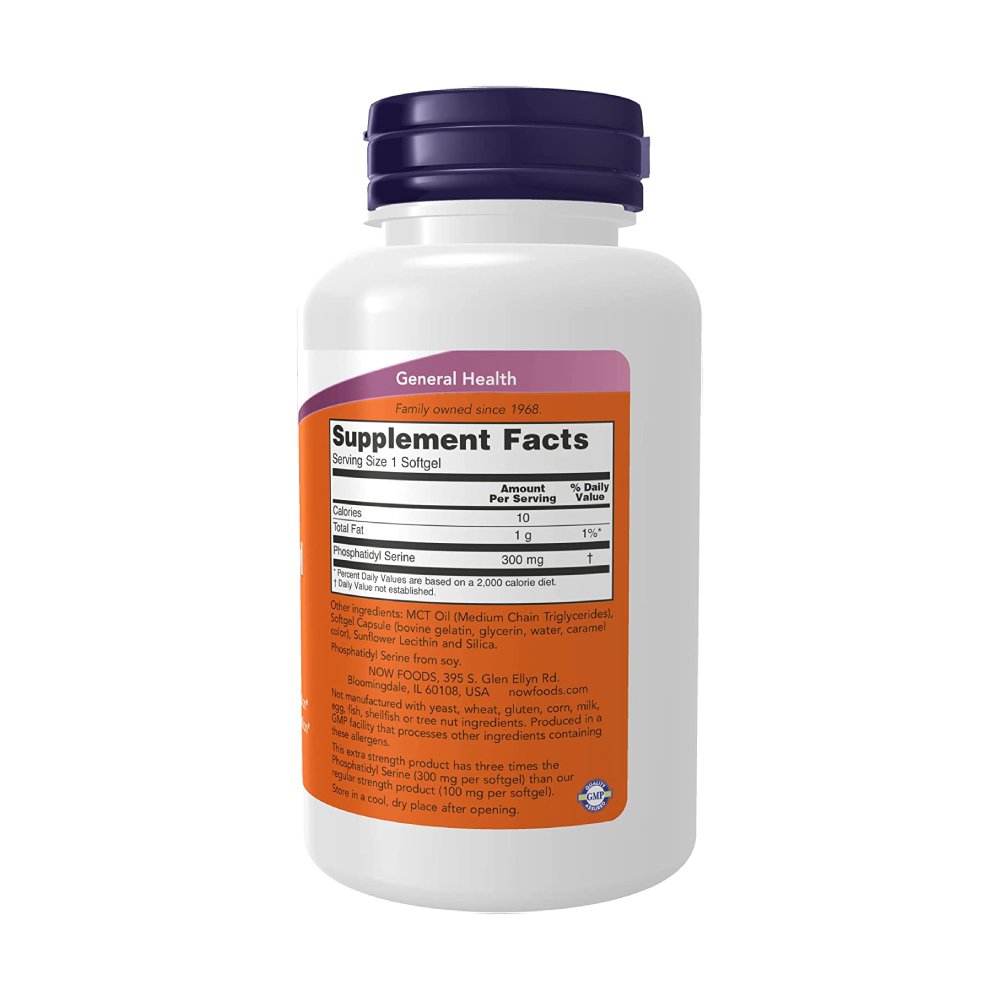 Nowfoods Phosphatidyl Serine 300 mg, Extra Strength, Supports Memory & Brain Function, 50 Softgels
