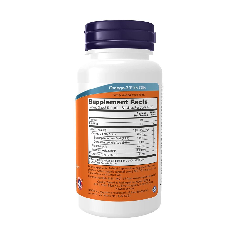 Nowfoods Krill & CoQ10, Phospholipid-Bound Omega-3, For Heart Support, 60 Softgels