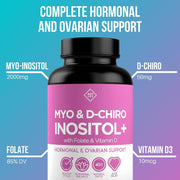 Optify Myo and D-Chiro Inositol+ with Folate and Vitamin D, Healthy Ovarian Support for Women, 120 Vegetarian Capsules