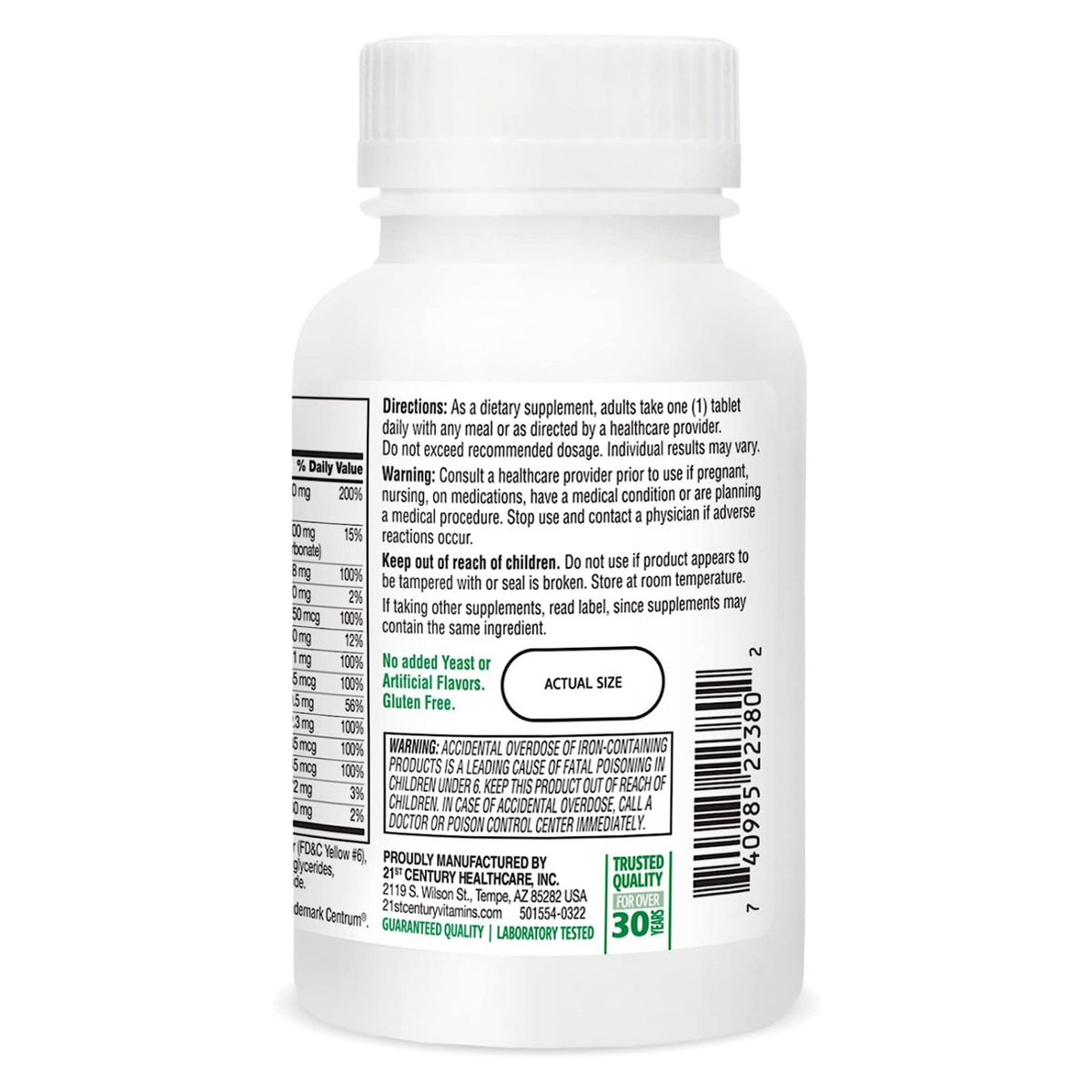 21st Century Sentry Multivitamins & Mutliminerals for Adults Supports Immune System & Energy 130 Tablets