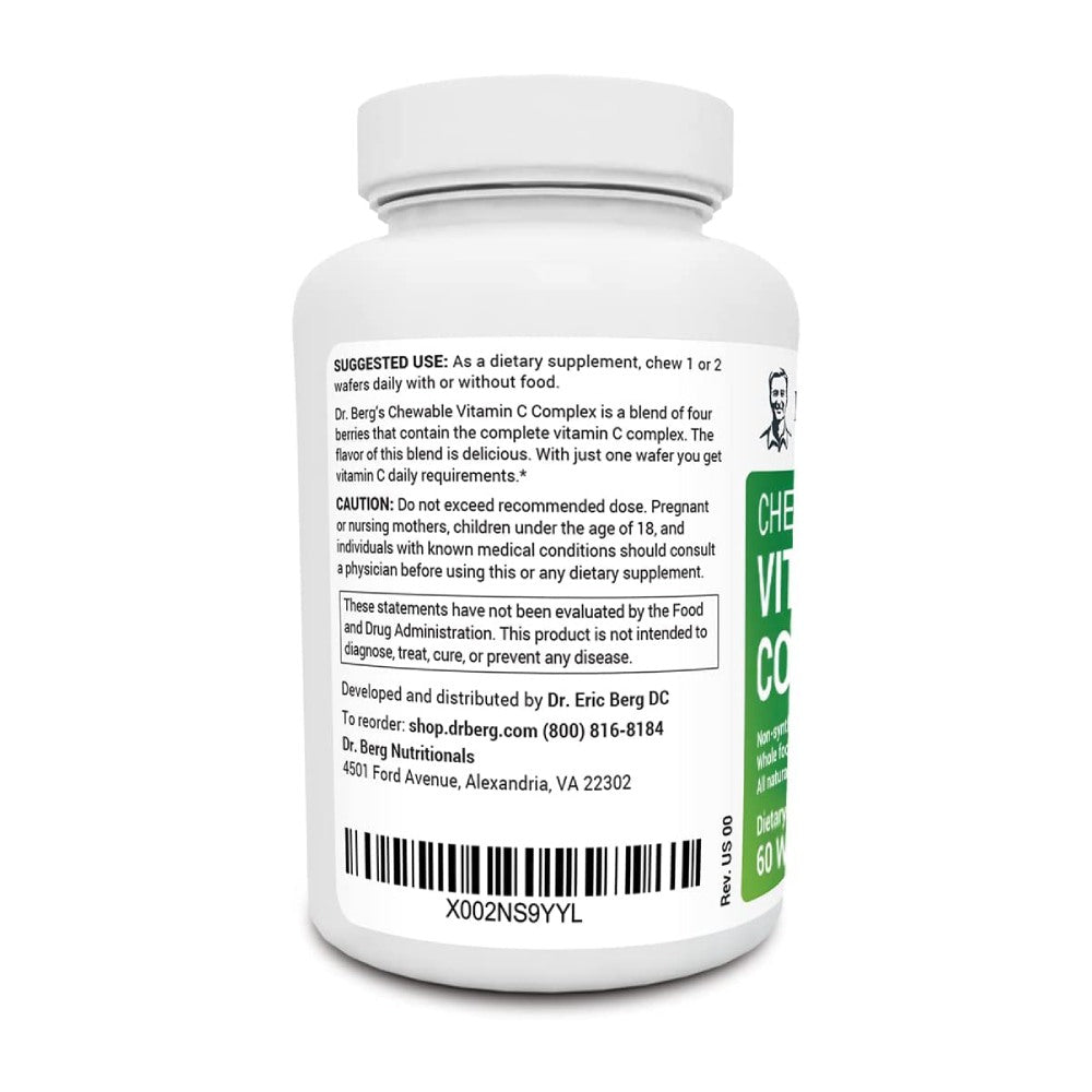 Dr Berg Chewable Vitamin C Complex, Vitamin C from Berries Antioxidants & Immune Booster 60 Wafers