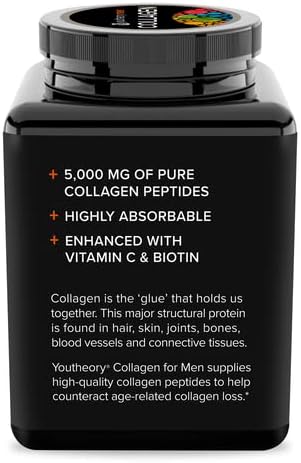 Youtheory Collagen for Men Improves Joint & Bone Health, Supports Skin Elasticity & Reduces Wrinkles 290 tablets