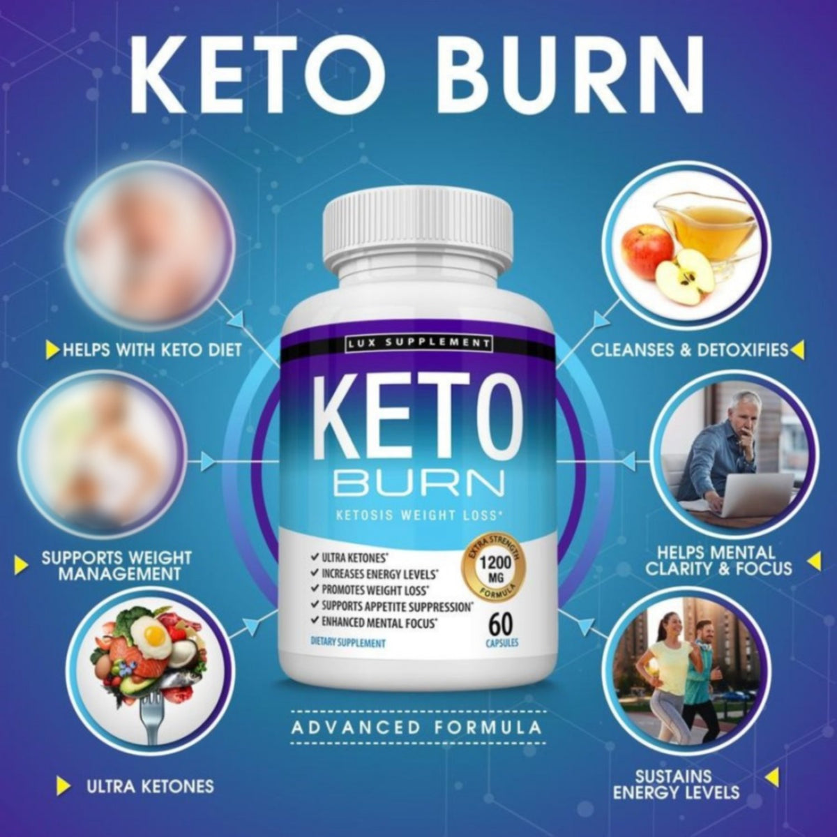 Toplux Nutrition - Keto Burn, Ketosis Weight Loss, 1200 Mg, Burn Fat for Fuel, Enhance Mental Focus, Increase Energy Levels, 60 Capsules