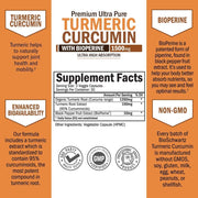BioSchwartz Turmeric Curcumin with BioPerine 1500mg, Natural Joint & Muscle Support with Black Pepper Extract for Ultra High Absorption 90 Veg Caps