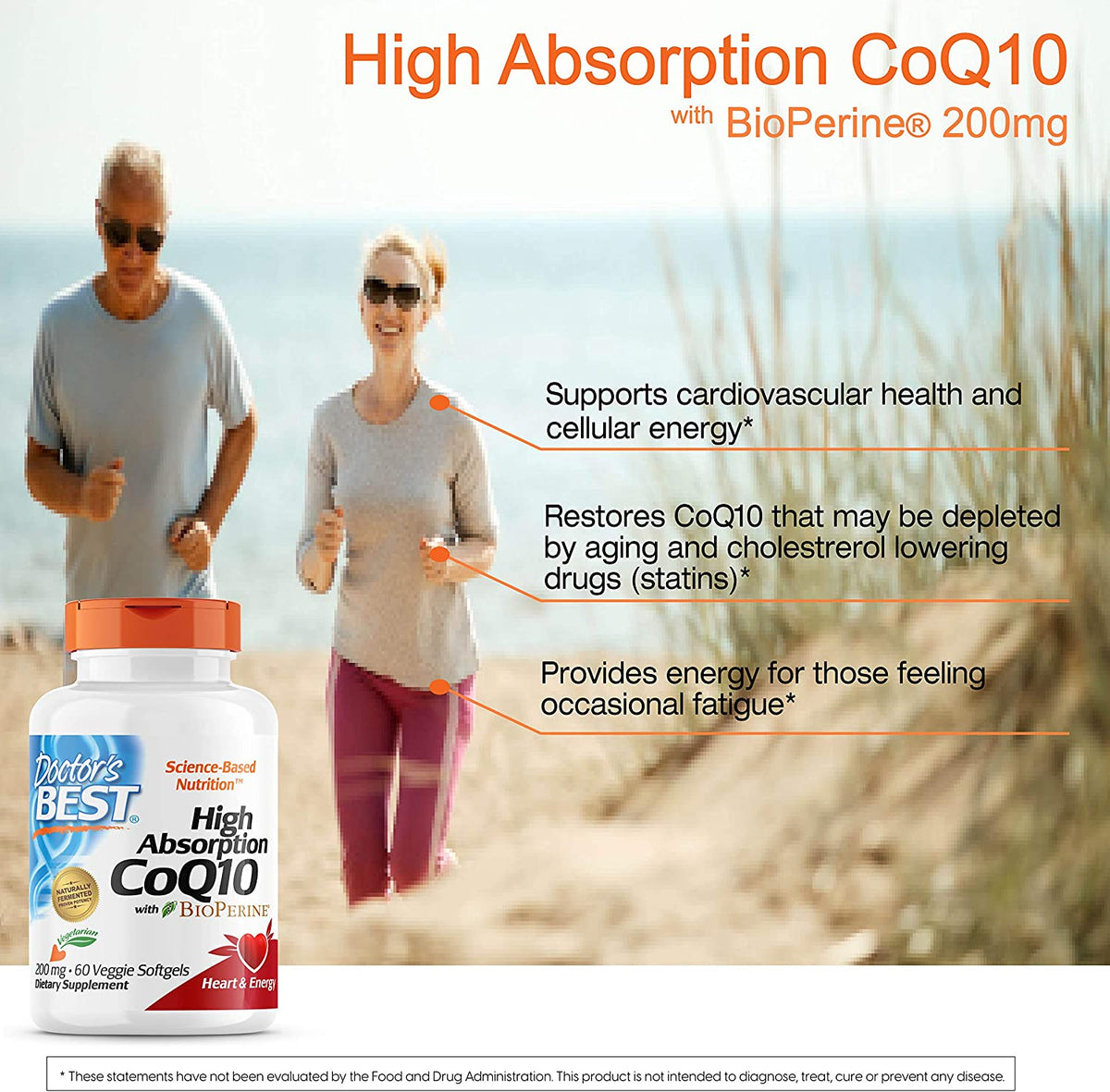 Doctors Best High Absorption CoQ10 with BioPerine 200 mg Heart Health & Energy Production 60 Vegetarian Softgels