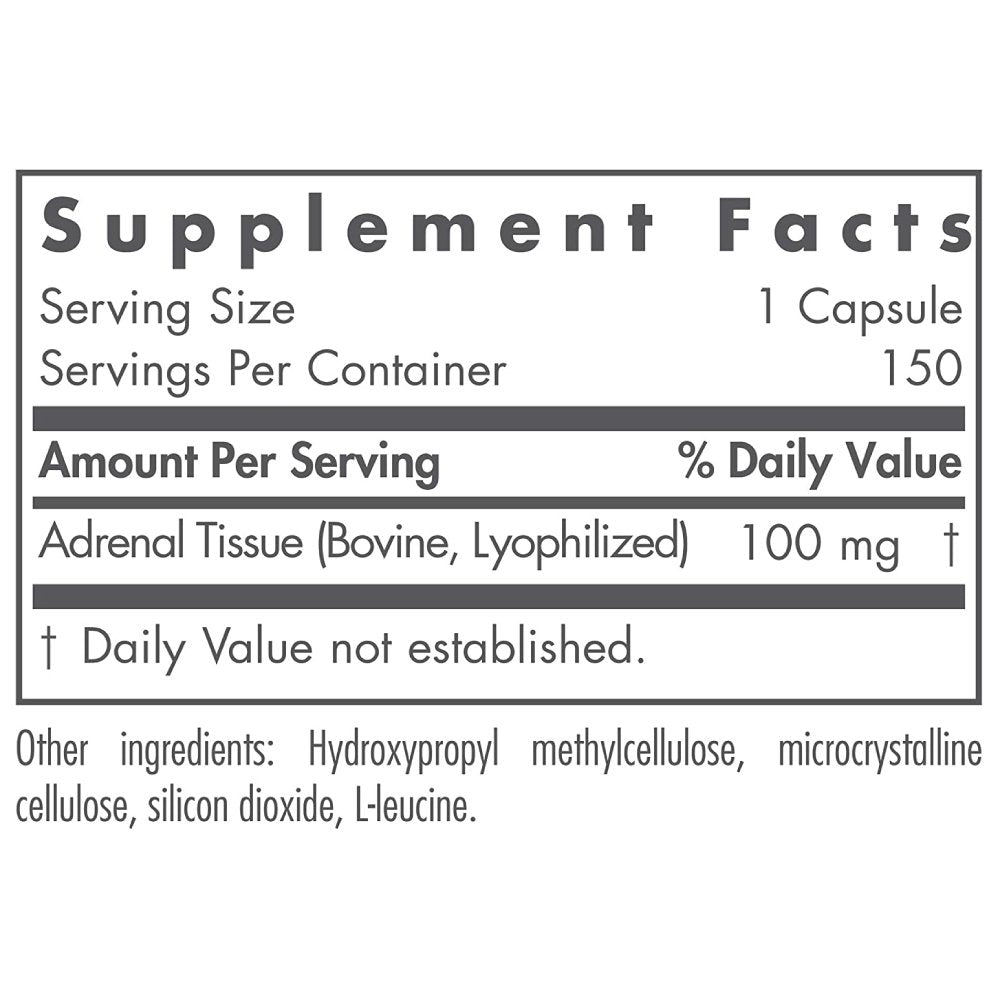 Nutricology Adrenal , Natural Glandular – Stress, Energy & Adrenal Support 150 Veg caps