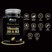 Nu U Nutrition Vitamin D3 4000 IU and Vitamin K2 100 mcg, 150 Vegetarian Capsules