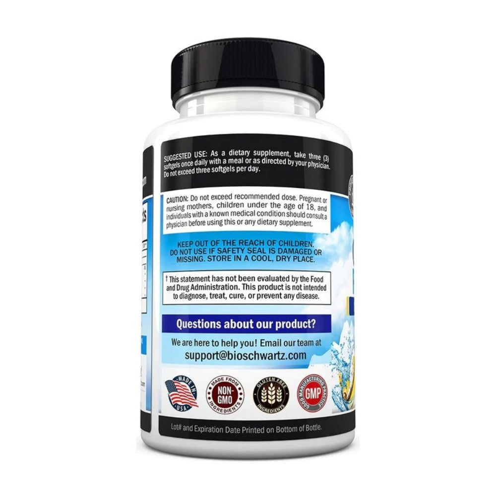 Bioschwartz Fish Oil Omega 3, 1200 mg EPA & DHA 900 mg, Lemon flavor Supports Joint, Eyes, Brain & Skin Health 90 Softgels