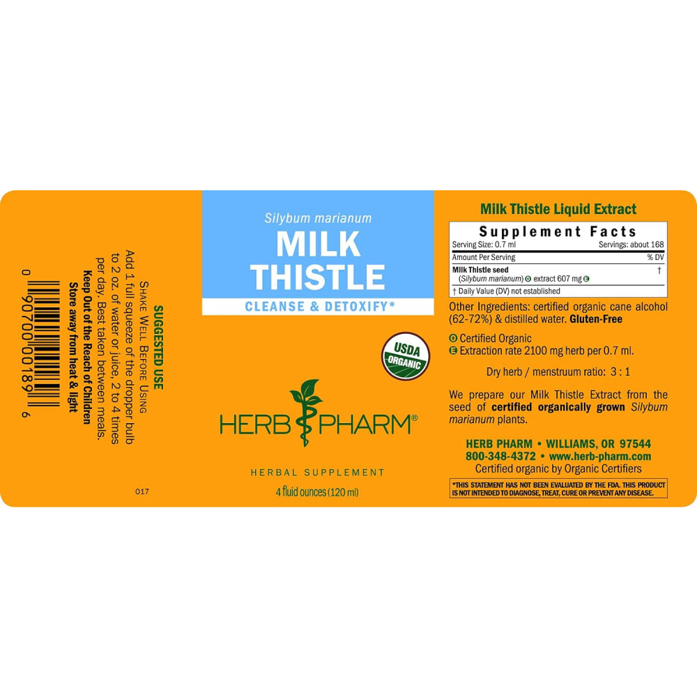 Herb Pharm - Milk Thistle, Seed Extract for Liver Function Support, 30ml