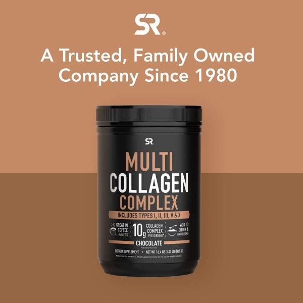 Sports Research sr Multi Collagen Complex Powder (Type I, II, III, V, X), Chocolate, 465g