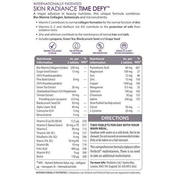 Perfectil Platinum Radiance has been developed by Vitabiotics, the experts who formulated Perfectil, the UK’s number 1 selling, all round supplement for skin, hair and nails