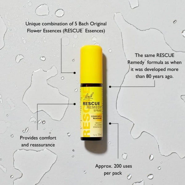 Bach Rescue Remedy Spray, Comfort and Reassure, Emotional Wellness, Flower Essence 20ml Spray Bottle