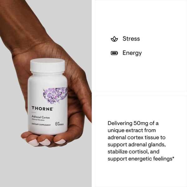 Thorne Adrenal Cortex, Support Healthy Adrenal Gland Function, Immune System, Stress Management & Fatigue, 60 Capsules
