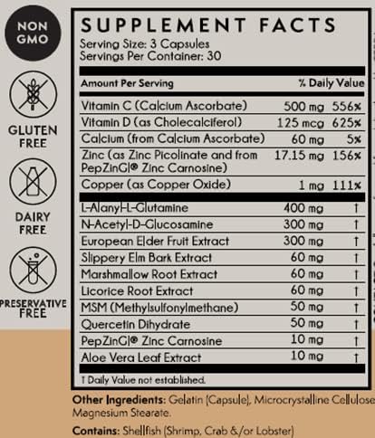 Terra Origin healthy Gut plus vitamins C & D, 90 capsules