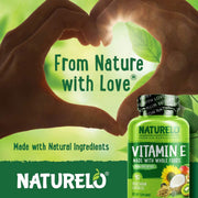 NATURELO Vitamin E, 180 mg (300 IU) of Natural Mixed Tocopherols, Supplement for Healthy Skin, Hair, Nails, Immune & Eye Health, 90 Vegan Capsules