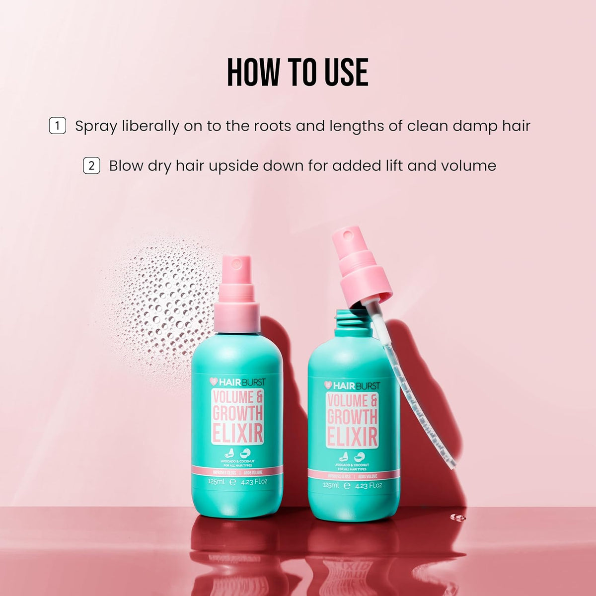 Hair Burst Volume & Growth Elixir Spray, Adds Volume & Reduce Hair Loss, with Avocado and Coconut for All Hair Types, 125 ml