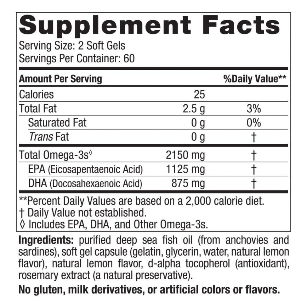Nordic Naturals Ultimate Omega 2X, 2150 mg, Promotes Brain, Heart & Immune Health, Lemon Flavor, 60 Soft Gels